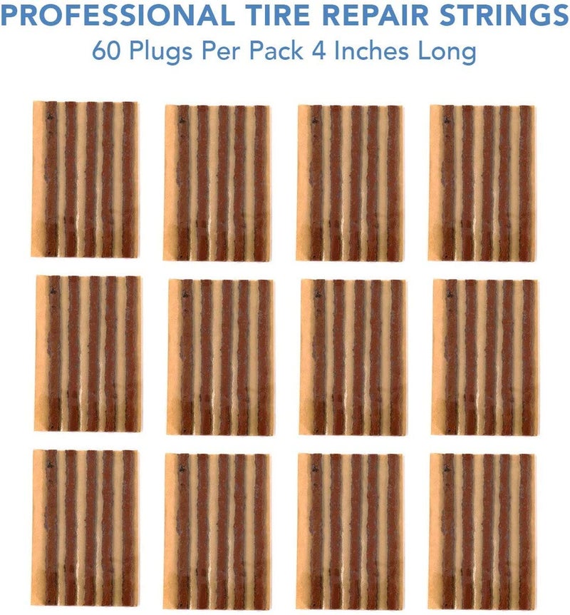CKAuto 60pcs 4" Brown Tire Repair Strings, Automotive Tool Tire Repair Plugs for Tubeless Off-Road Tires Car, Bike, ATV, UTV, Wheelbarrow, Mower - Image 3